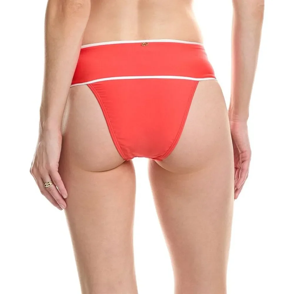 Pq Swim Womens Banded High-Waist Bikini Bottom, Orange - Picture 2 of 3